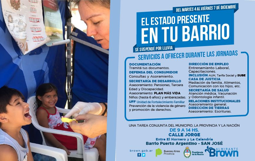 El municipio anunció que “El Estado en tu Barrio” llega con servicios a San José